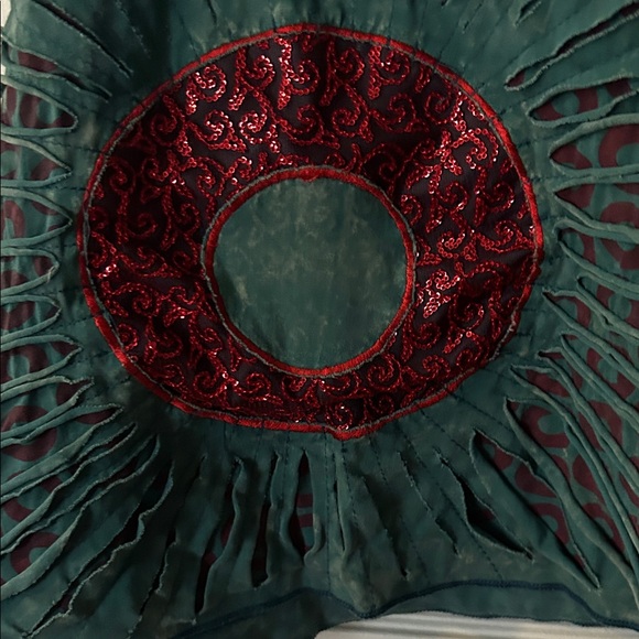 Jayli Phish Teal and Red Flare Pants - Picture 2 of 5